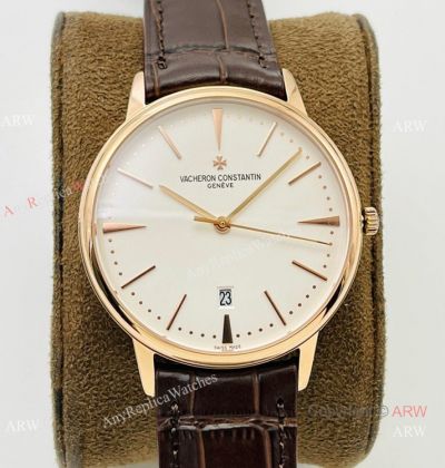 MK Factory V4 Vacheron Constantin Patrimony Men Watch Rose Gold White Dial